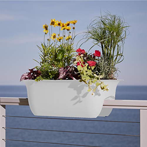 Bloem Modica Deck Rail Planter MR2409, Casper White, 24