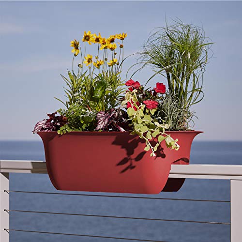 Bloem Modica Deck Rail Planter MR2413, Burnt Red, 24