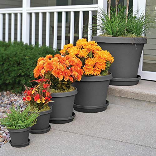 Bloem Terra Pot Planter TR06908, Charcoal Gray, 6, 6