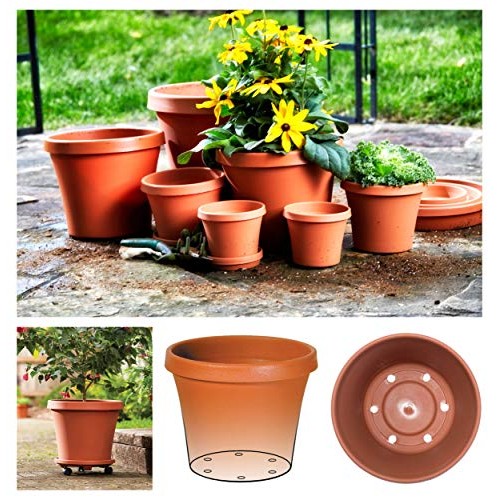 Bloem Terra Pot Planter TR06908, Charcoal Gray, 6, 6