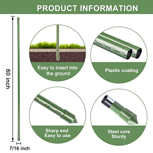 Bloomarea 5 FT Garden Stakes 60 Inch Plant Stakes, Tomato Stakes, ...