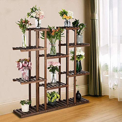 Plant Stands for Indoor Plants-Multi Function Carbonized Wood Plan...