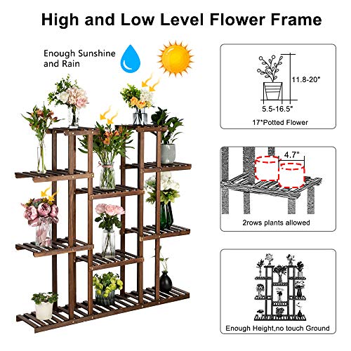 Plant Stands for Indoor Plants-Multi Function Carbonized Wood Plan...