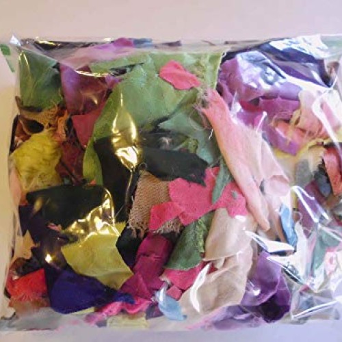 Multicolor Silk Fabric Remnant Scrap Pieces for Felting and Crafting