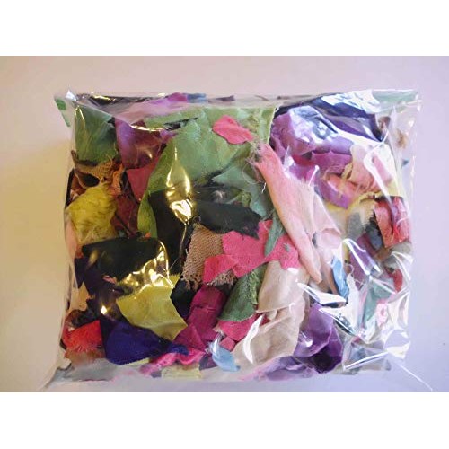 Multicolor Silk Fabric Remnant Scrap Pieces for Felting and Crafting