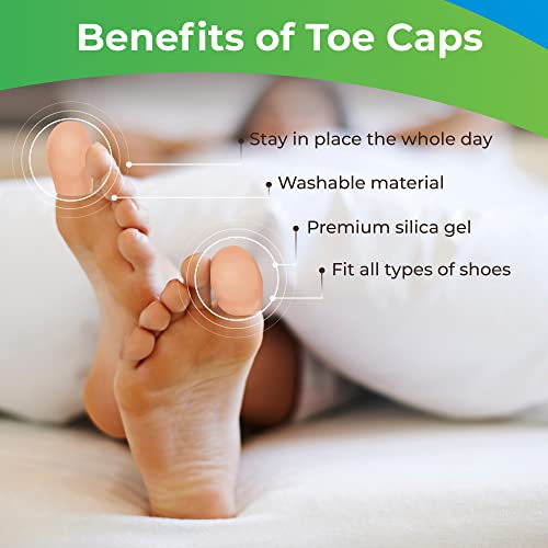 BloomLab Gel Toe Cap and Protector - 6 Big Beige Toe Covers, Cushi...