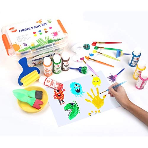 Early Learning Kids Paint Set Washable Finger Paint with Assorted ...