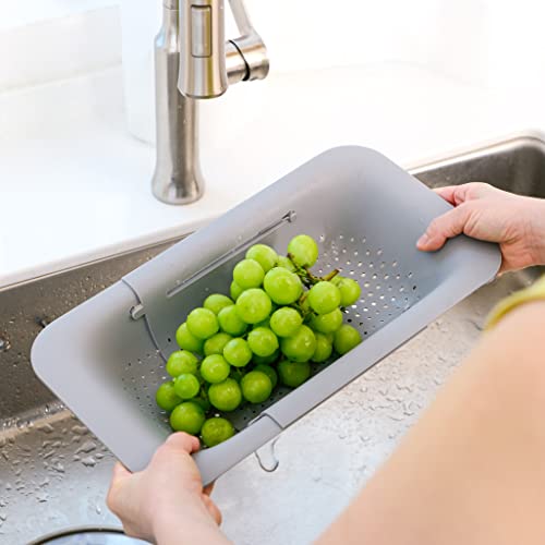 BLUE GINKGO Over the Sink Colander Strainer Basket - Wash Vegetabl...