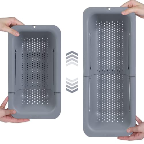 BLUE GINKGO Over the Sink Colander Strainer Basket - Wash Vegetabl...