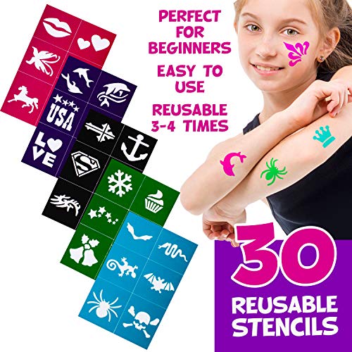 Face Paint Kit for Kids – Blue Squid Large 12 Color Palette, 30+3 ...