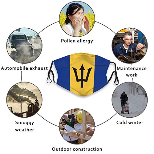 Bluestar Barbados Flag Reusable Face Mask Balaclava Washable Outdo...