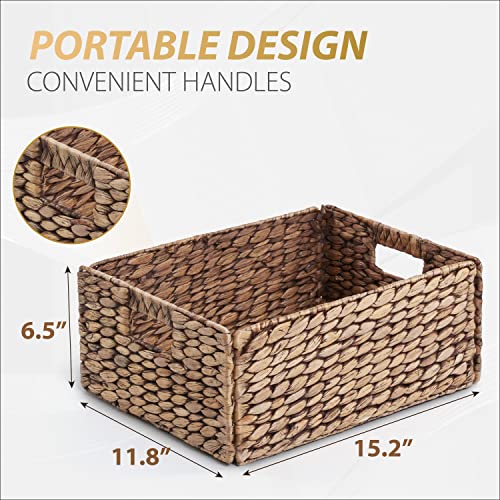 Woven Baskets for Storage Natural Wicker Hyacinth Storage Basket w...
