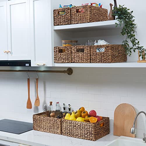 Woven Baskets for Storage Natural Wicker Hyacinth Storage Basket w...