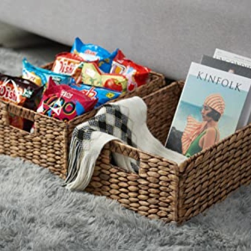 Woven Baskets for Storage Natural Wicker Hyacinth Storage Basket w...