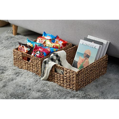 Woven Baskets for Storage Natural Wicker Hyacinth Storage Basket w...