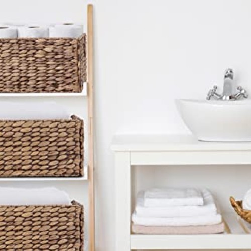 Woven Baskets for Storage Natural Wicker Hyacinth Storage Basket w...