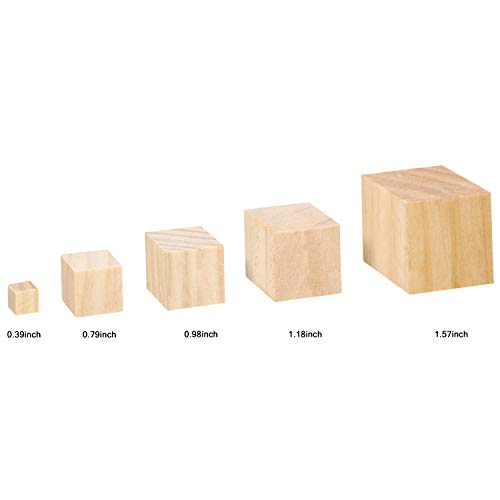 88 Pieces 5 Different Sizes Wood Square Blocks Unfinished Wooden C...