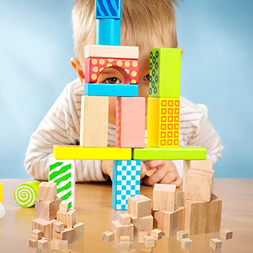88 Pieces 5 Different Sizes Wood Square Blocks Unfinished Wooden C...