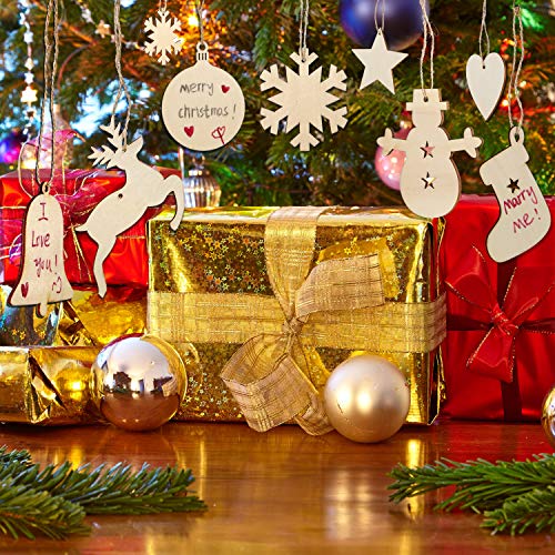 Blulu 100 Pieces Christmas Wooden Ornaments Round Wood Slices Wood...