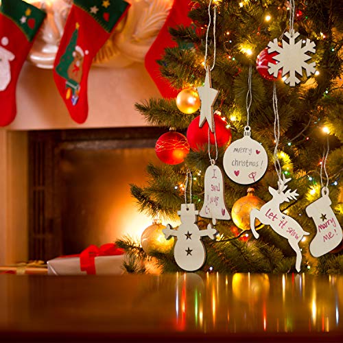 Blulu 100 Pieces Christmas Wooden Ornaments Round Wood Slices Wood...