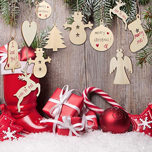 Blulu 100 Pieces Christmas Wooden Ornaments Round Wood Slices Wood...