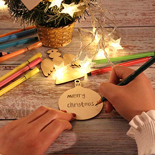 Blulu 100 Pieces Christmas Wooden Ornaments Round Wood Slices Wood...
