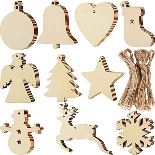 Blulu 100 Pieces Christmas Wooden Ornaments Round Wood Slices Wood...