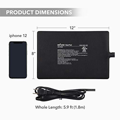 BN-LINK Durable Pet Heating Pad 8 X 12 with Digital Thermostat C...