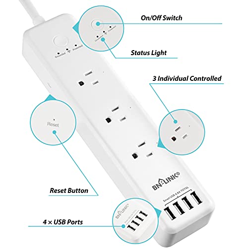 BN-LINK Smart Power Strip Compatible with Alexa Google Home, Smart...