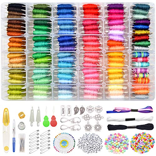 Friendship Bracelet String Kits with Storage Box, 110 Colors Embro...