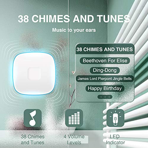 Wireless Doorbell, Bo Ying Waterproof Door Bell with 38 Melodies a...