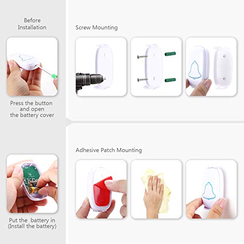 Wireless Doorbell, Bo Ying Waterproof Door Bell with 38 Melodies a...