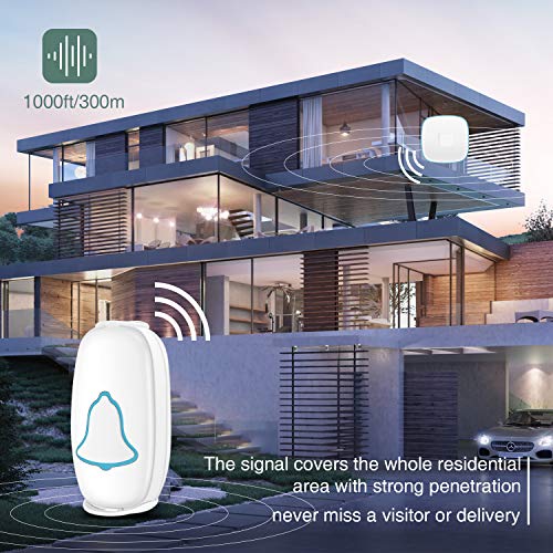 Wireless Doorbell, Bo Ying Waterproof Door Bell with 38 Melodies a...