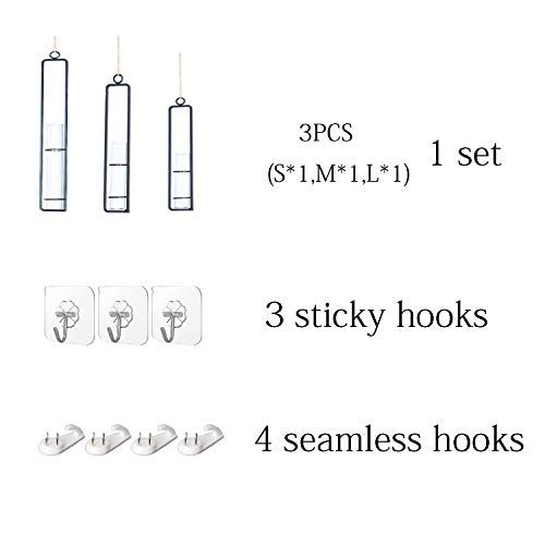 Hanging Glass Planter Water Iron Art Hydroponic Vase Transparent T...