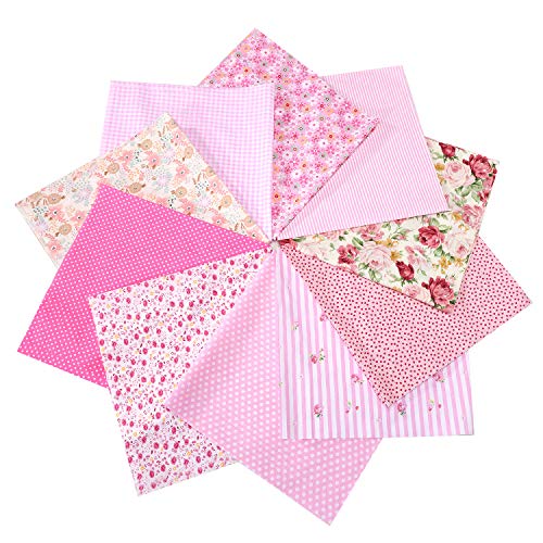 10 Pieces 20 x 20 Inch Cotton Fabric Quilting Floral Patchwork Pin...