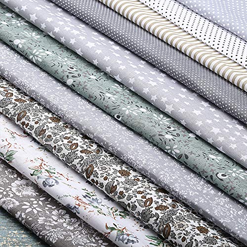 10 Pieces 20 x 20 Inch Cotton Quilting Fabric Floral Patchwork Gra...