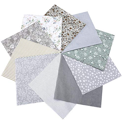 10 Pieces 20 x 20 Inch Cotton Quilting Fabric Floral Patchwork Gra...