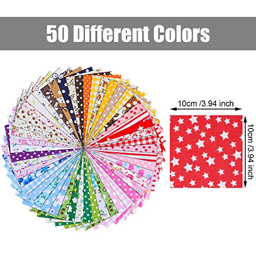 100 Pieces 4 by 4 Inch Cotton Craft Fabric Bundle Squares Patchwor...