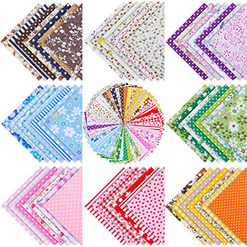 100 Pieces 4 by 4 Inch Cotton Craft Fabric Bundle Squares Patchwor...