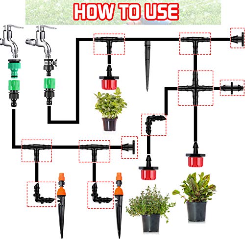 200 Pieces Irrigation Fittings Kit, Drip Irrigation Barbed Connect...