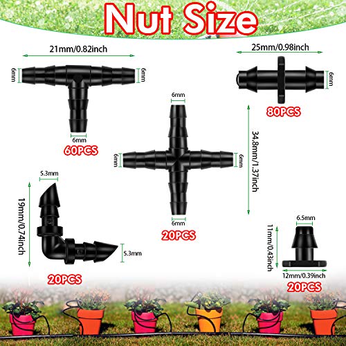 200 Pieces Irrigation Fittings Kit, Drip Irrigation Barbed Connect...