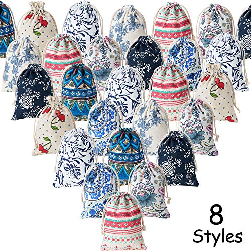 24 Pieces Linen Drawstring Gift Bags Fabric Gift Bag Storage Bag P...
