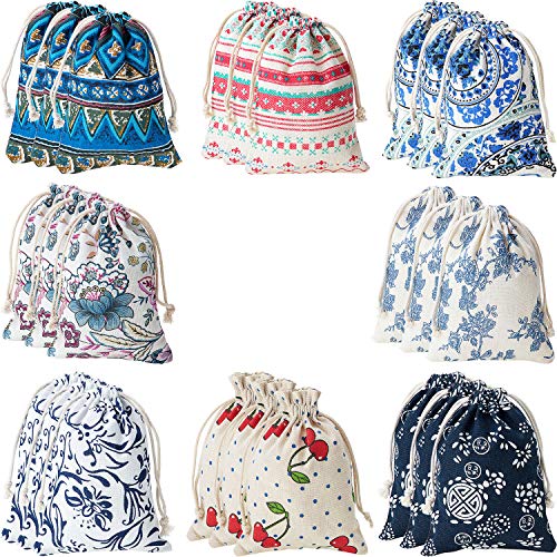 24 Pieces Linen Drawstring Gift Bags Fabric Gift Bag Storage Bag P...