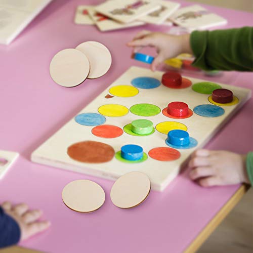 Boao 100 Packs 2 Inch Round Disc Unfinished Wood Circle Wood Piece...