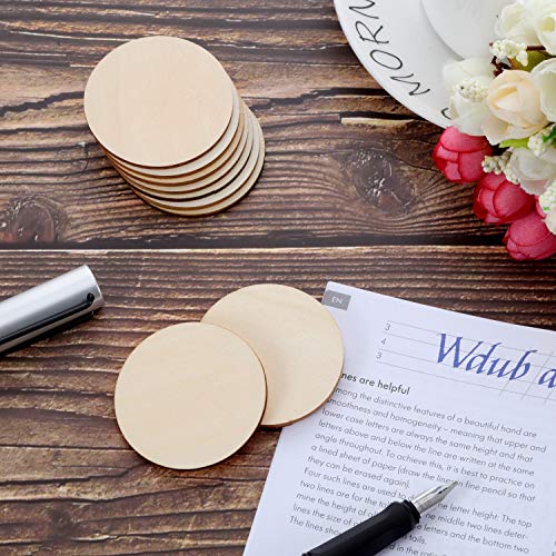 Boao 100 Packs 2 Inch Round Disc Unfinished Wood Circle Wood Piece...