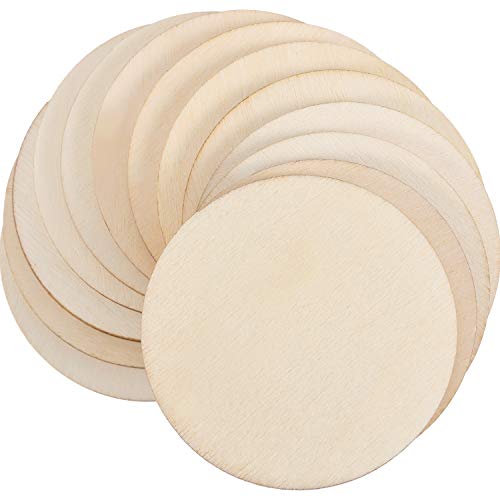 Boao 100 Packs 2 Inch Round Disc Unfinished Wood Circle Wood Piece...