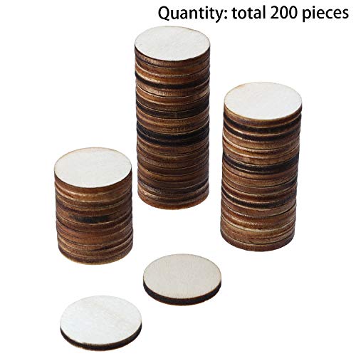 Boao 200 Pieces Unfinished Wood Slices Round Disc Circle Wood Piec...