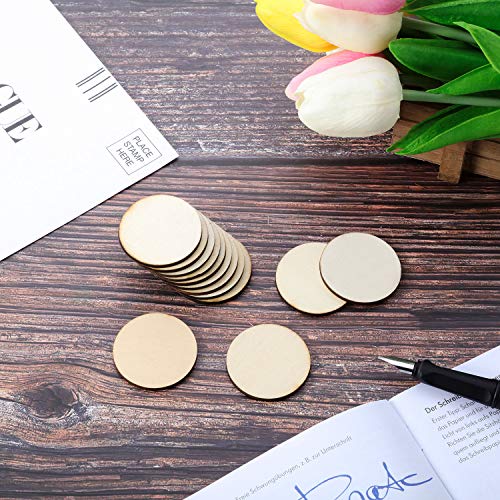 Boao 200 Pieces Unfinished Wood Slices Round Disc Circle Wood Piec...