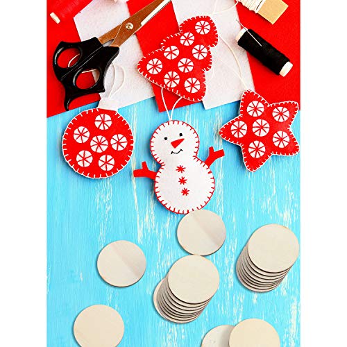 Boao 200 Pieces Unfinished Wood Slices Round Disc Circle Wood Piec...