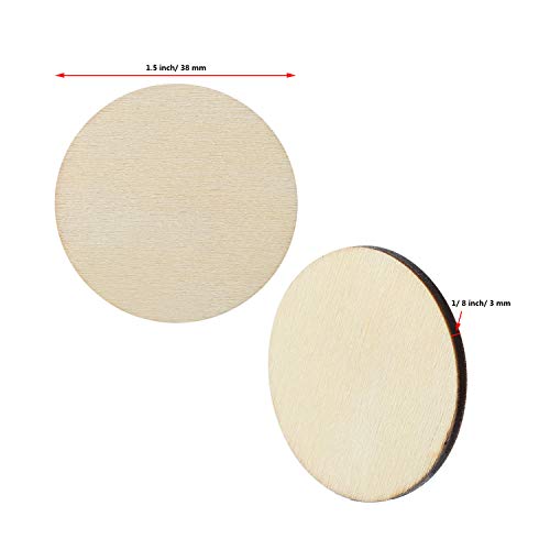 Boao 200 Pieces Unfinished Wood Slices Round Disc Circle Wood Piec...